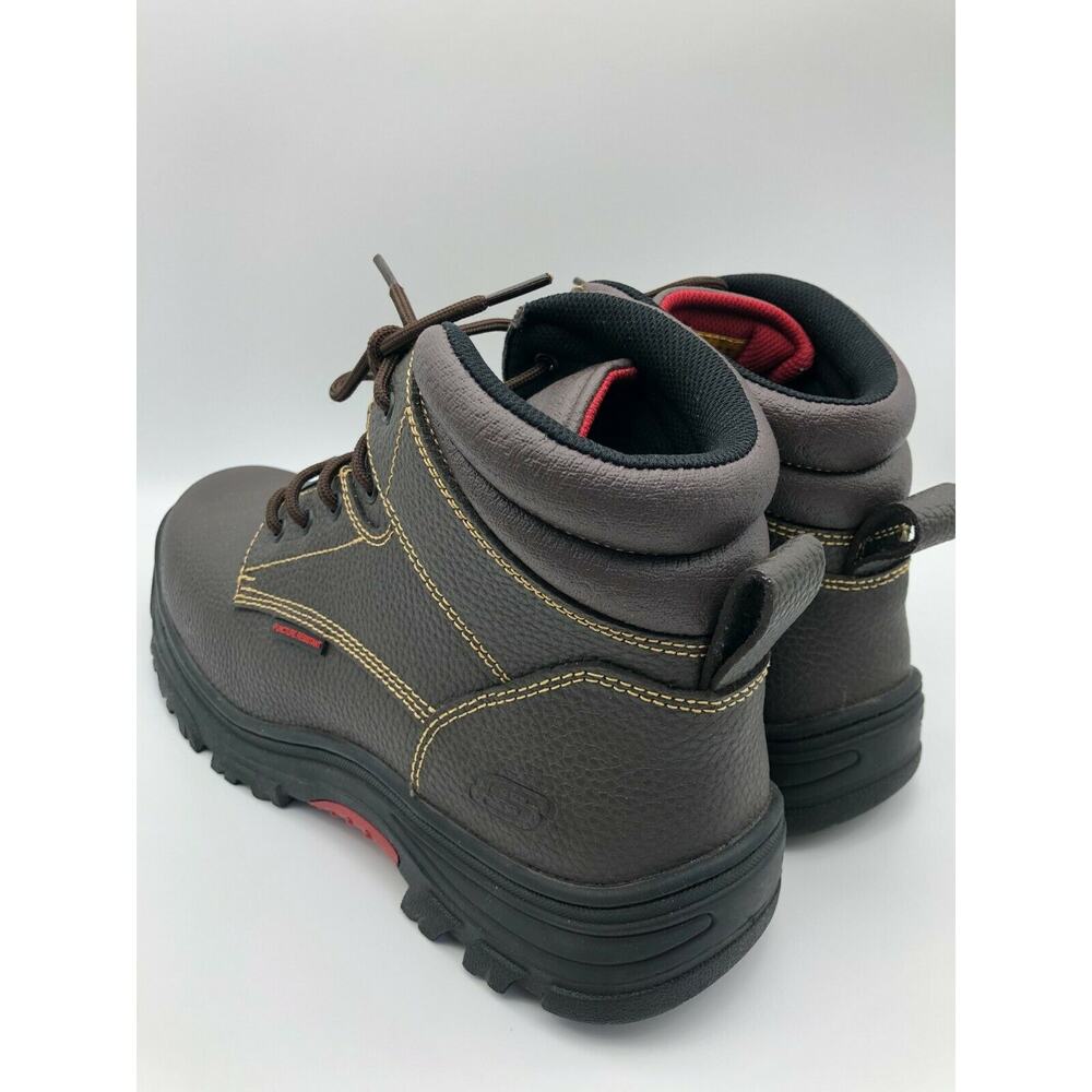 Skechers Men's 77143MC Brown Leather Steel Toe Safety Boots Lace Up Size US 13 - Picture 9 of 12